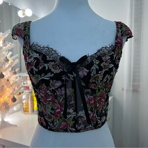 Victoria's Secret Dream Angels Black Floral
Unlined Bra Top Bustier